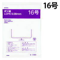 アスクルオリジナル　ポリ袋（規格袋）　透明厚手タイプ（LDPE）　0.08mm厚　16号　340×480mm　1袋（50枚入）  オリジナル