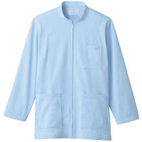 住商モンブラン メンズジップアップジャケット（長袖） 医務衣 サックス L 72-983（直送品）