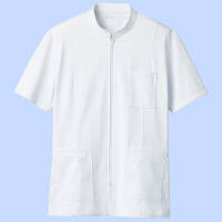 住商モンブラン メンズジップアップジャケット（半袖） 医務衣 ホワイト 3L 72-982（直送品）