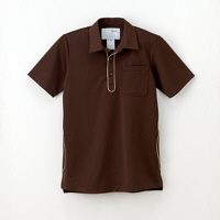 ナガイレーベン 男女兼用ニットシャツ 介護ユニフォーム ブラウン SS RK-5272（取寄品）