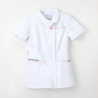 ナガイレーベン 女子上衣 ナースジャケット 医療白衣 半袖 Tピンク M FT-4592（取寄品）