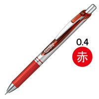 ぺんてる ゲルインクボールペン エナージェル 0.4mmニードルチップ 赤 ノック式 シルバー軸 BLN74-B 1本