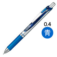 ぺんてる ゲルインクボールペン エナージェル 0.4mmニードルチップ 青 ノック式 シルバー軸 BLN74-C 1本