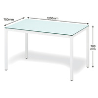 COMO FURNITURE カジュアルガラストップテーブル ホワイト 幅1200×奥行750×高さ700mm 1台（2梱包）