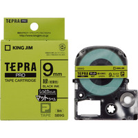 キングジム　テプラ　PROテープ　マットラベル　9mm　若葉色（黒文字）　1個　SB9G