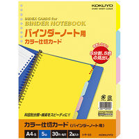 コクヨ カラー仕切カードバインダーノート用A4 タテ 30穴 5色5山 シキ-53N 1セット(50袋)