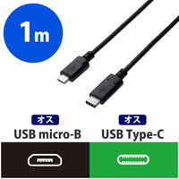 エレコム USB2.0ケーブル/認証品/3A出力 USB Type-Cオス - micro-Bオス ブラック