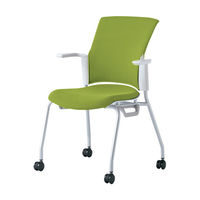プラス 会議椅子 チェダーC キャスター脚タイプ 背クッション 肘付 ホワイトシェル リーフグリーン MB-W52S LGR 1脚（直送品）