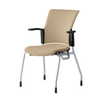 プラス 会議椅子 チェダーC 4本脚タイプ 背クッション 肘付 ブラックシェル サンドベージュ MB-W60S SBE 1脚（直送品）