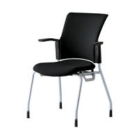 プラス 会議椅子 チェダーC 4本脚タイプ 背クッション 肘付 ブラックシェル シャドーブラック MB-W60S SBK 1脚（直送品）