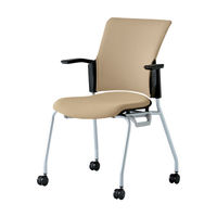プラス 会議椅子 チェダーC キャスター脚タイプ 背クッション 肘付 ブラックシェル サンドベージュ MB-W62S SBE 1脚（直送品）