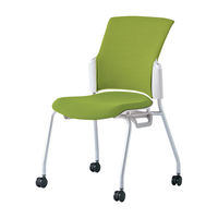 プラス 会議椅子 チェダーC キャスター脚タイプ 背クッション 肘なし ホワイトシェル リーフグリーン MC-W52S LGR 1脚（直送品）