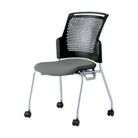 プラス 会議椅子 チェダーC キャスター脚タイプ 背ヌード 肘なし ブラックシェル クラウドグレー MC-W63SH CGY 1脚（直送品）