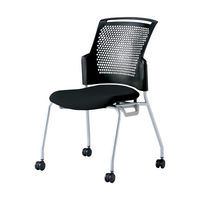 プラス 会議椅子 チェダーC キャスター脚タイプ 背ヌード 肘なし ブラックシェル シャドーブラック MC-W63SH SBK 1脚（直送品）