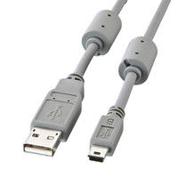 サンワサプライ ミニUSBケーブル Aオス-ミニBオス（5pin） グレー 0.3m USB2.0 KU-AMB503 1本（直送品）