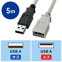 サンワサプライ USB延長ケーブル USBAオス（黒）-USBAメス（ライトグレー） USB2.0 KU-EN