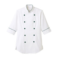 サーヴォ（旧サンペックスイスト） 男女兼用ショップコート七分袖 ET1137 ホワイト×グリーン