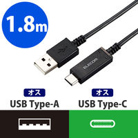 タブレット・スマホ USBケーブル A-Type C 認証品 黒 1.8m 温度検知機能 MPA-AC18SNBK エレコム 1個