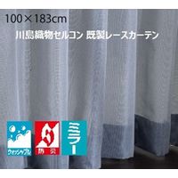 川島織物セルコン ウォッシャブル 防炎 ミラーレースカーテン DC1046S 1000×1830mm ダークブルー 1枚（直送品）