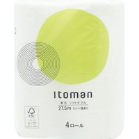 トイレットペーパー ダブル 27.5m 芯あり 再生紙100％ イトマン 4ロール 1ケース(4ロール×24パック)（直送品）