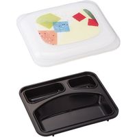 台和 ３ツ仕切り副食容器　本体＆蓋　クロ/折紙　ニュウハク SF-400 5個（直送品）