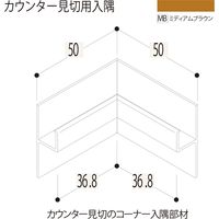 【建築資材・浴室用パネル】フクビ化学工業 樹脂系バスパネル部材　カウンター見切用入隅　ミディアムブラウン 1梱包（5個入）（直送品）