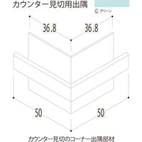 【建築資材・浴室用パネル】フクビ化学工業 樹脂系バスパネル部材　カウンター見切用出隅　グリーン 1梱包（5個入）（直送品）