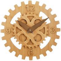 誠時 竹製　ウォールクロック アンティーク 歯車デザイン　置き掛け兼用時計　フラド HY-001 1個（直送品）