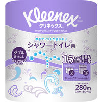 シャワートイレ用トイレットペーパー クリネックス ダブル 35m 1.5倍巻き パルプ 8ロール無香料　日本製紙クレシア