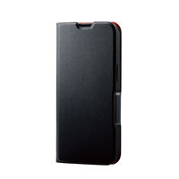 iPhone13 ケース フラップ レザー 軽量 マグネット ブラック PM-A21BPLFUBK エレコム 1個（直送品）