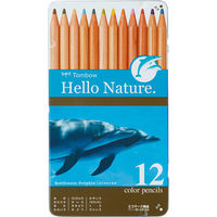 【アウトレット】トンボ鉛筆 ハローネイチャー 缶入 色鉛筆12色　イルカ CB-RHNDL0212C 1個
