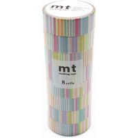 mt マスキングテープ 8P（8巻セット）マルチボーダー [幅15mm×7m] MT08D カモ井加工紙