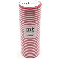 カモ井加工紙 mt マスキングテープ 8P(8巻セット)ボーダー・フランボワーズ [幅15mm×7m] MT08D383R 1個
