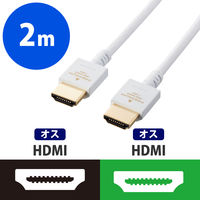 HDMIケーブル 2m プレミアム やわらか インテリア ホワイト DH-HDP14EY20WH エレコム 1個（直送品）