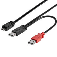 91cm USB A - Micro-B Y字給電ケーブル　USB2HAUBY3　1個　StarTech.com（直送品）
