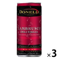 ドネリ ランブルスコ ロッソ イタリア赤の微発泡缶ワイン 200ml 1セット（3缶）