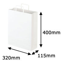 平紐 クラフト紙手提袋ベーシック320×400×115 白 1袋（50枚入） オリジナル（わけあり品）