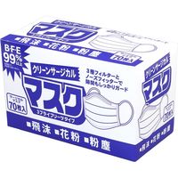 【2520枚】クリーンサージカルマスク(70枚入x36箱/ケース)ふつうサイズ BFE・99％以上カットフィルター(花粉症)（直送品）