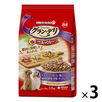 グランデリ 犬用 ふっくら ビーフ・さつまいも・鶏ささみ・野菜・小魚・ビーフ粒入り 1.7kg（小分け5袋）国産 3袋 ユニ・チャーム