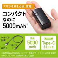 サンワサプライ モバイルバッテリー（USB Type-C対応・5000mAh） BTL-RDC21BK 1個（直送品）