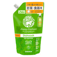 ハッピーエレファント 野菜・食器用洗剤 オレンジ＆ライム 詰め替え 2回分 500ml 1個 サラヤ