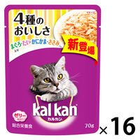 カルカン（kalkan）4種のおいしさまぐろ・たい・かにかま・ささみ入 70g 16袋 キャットフード ウェット パウチ