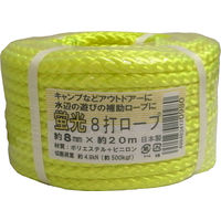 蛍光8打ちロープ　8mmΦ×20m　蛍光レモン色 KEIKO-8CORD-820P 1巻(20m) まつうら工業（直送品）