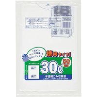 ジャパックス 容量表示入ポリ袋　30L　増量　白半透明　厚み0.015ｍｍ TSN35 1セット（1000枚：50枚×20冊）