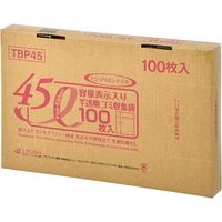 ジャパックス 容量表示入ポリ袋　45L　ピンクリボンモデル　白半透明　厚み0.02ｍｍ TBP45 1セット（600枚：100枚×6箱）