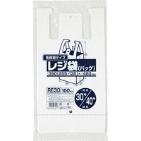 ジャパックス レジ袋（乳白）省資源　ベロ付きブロック・エンボス　関東30号/関西40号　厚み0.013ｍｍ RE30 1セット（3000枚：100枚×30冊）