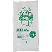 ジャパックス レジ袋(半透明) ベロ付きブロック 関東30号/関西40号 厚み0.018mm RKK30 1セット(3000枚:100枚×30冊)