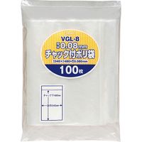 ジャパックス チャック袋付ポリ袋厚口 100枚 透明 厚み0.08mm 4冊入り VGL-8 1セット（400枚）（直送品）