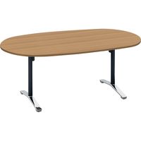 【組立設置込】コクヨ ビエナ 会議テーブル 楕円形 T字脚 キャスター 配線無 天板Ｗ1800×D900×高さ720mm