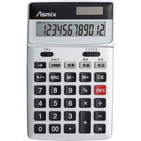アスカ 消費税電卓チルト　シルバー C1236S 1台
